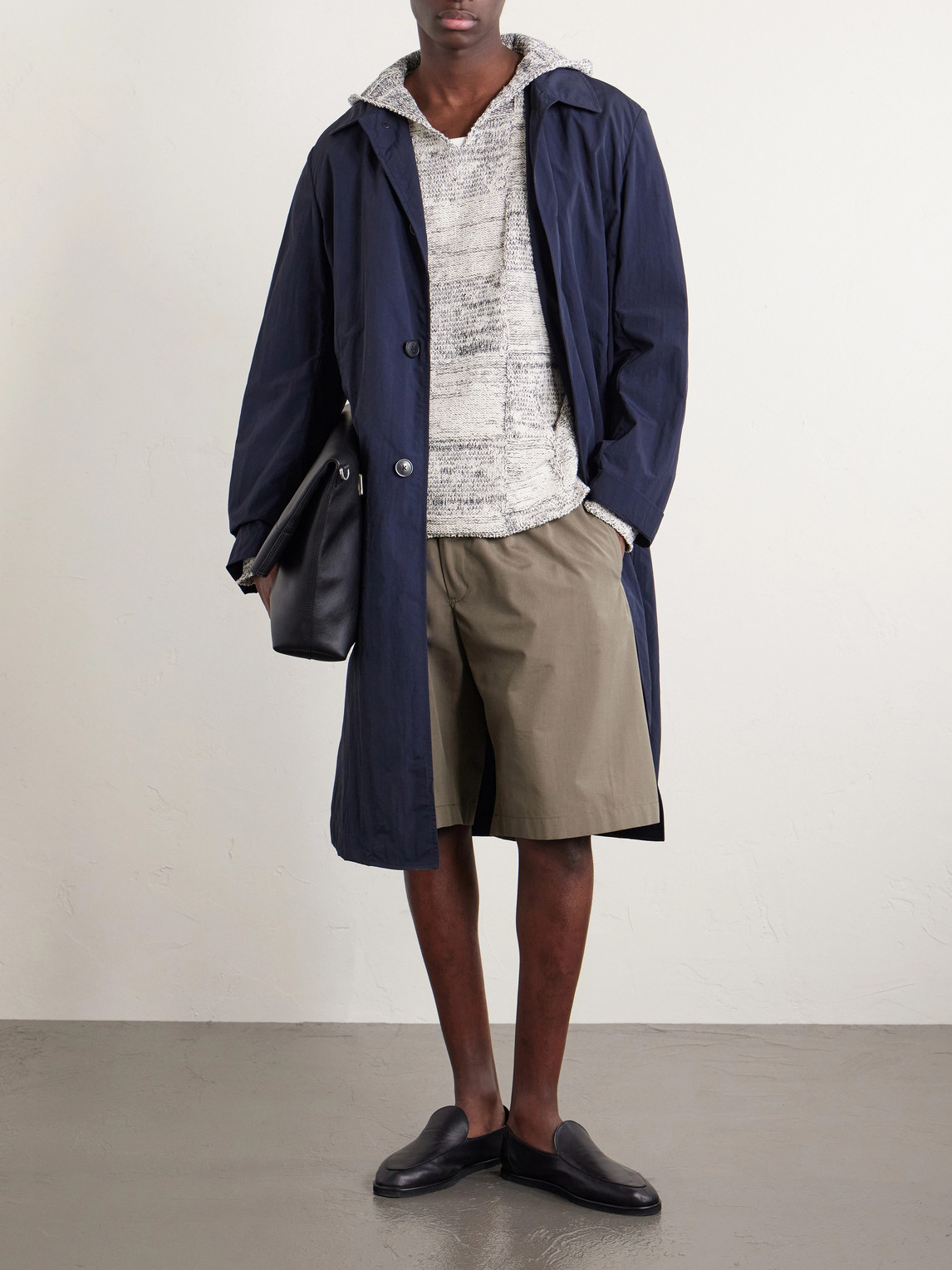 Patchwork Cotton And Linen-Blend Hoodie