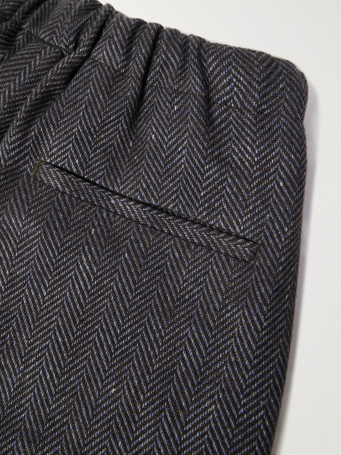 Piacenza 1733 Straight-leg Herringbone Wool, Linen And Cashmere-blend Trousers In Gray