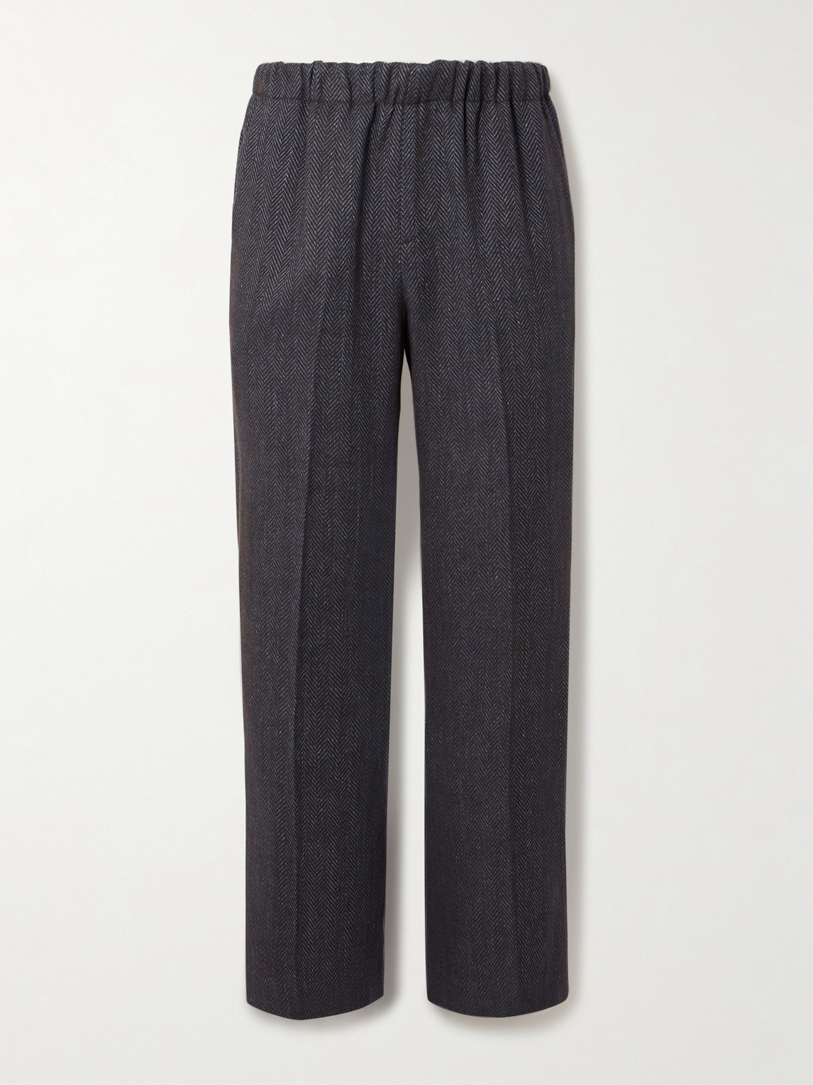 Piacenza 1733 Straight-leg Herringbone Wool, Linen And Cashmere-blend Trousers In Gray