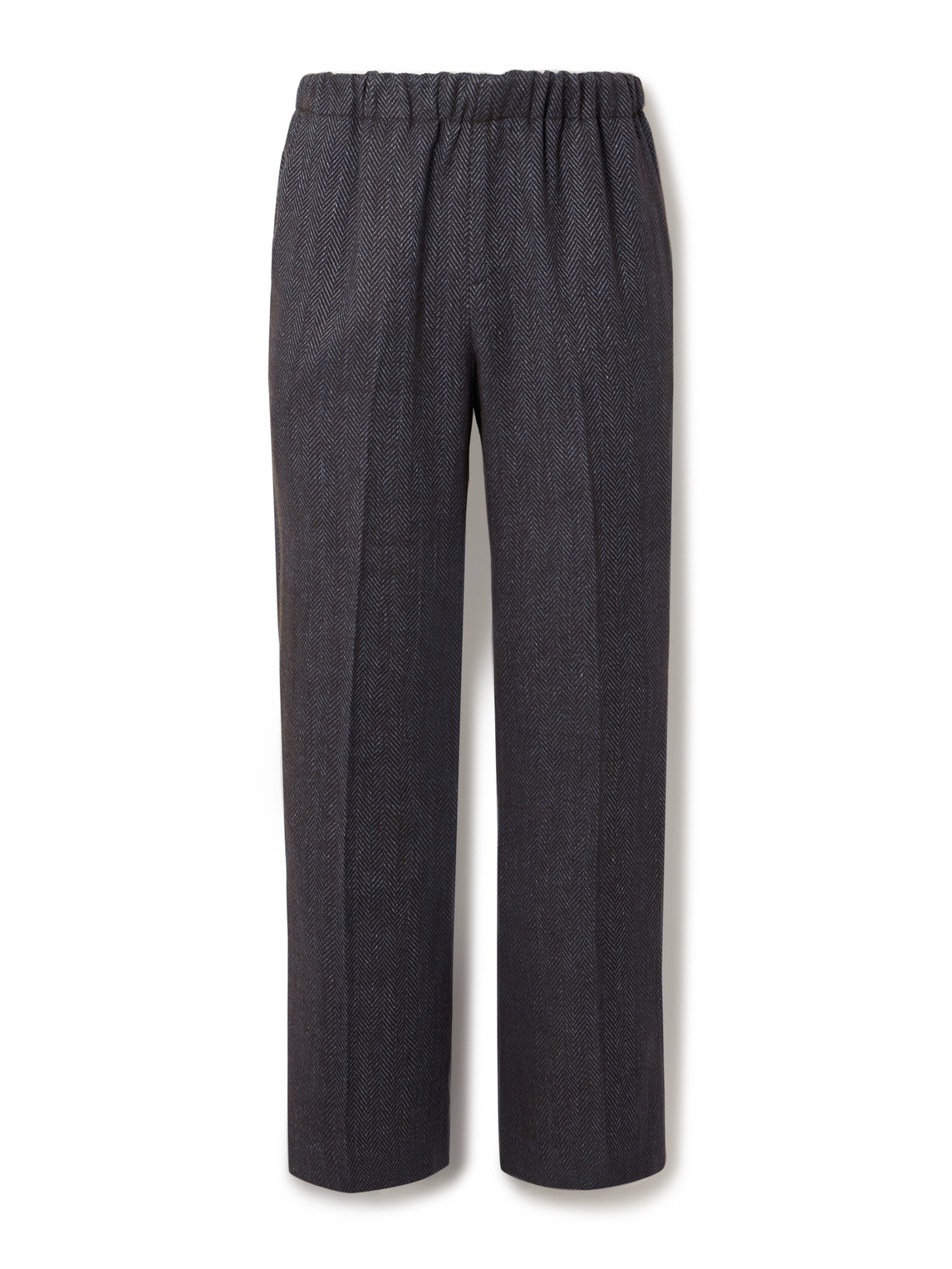 Piacenza 1733 Straight-leg Herringbone Wool, Linen And Cashmere-blend Trousers In Gray