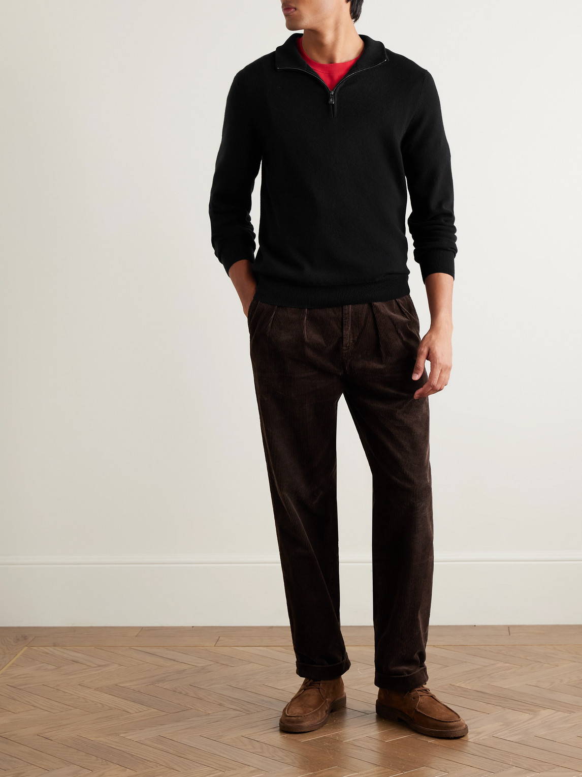 Piacenza 1733 Cashmere Half-zip Sweater In Black