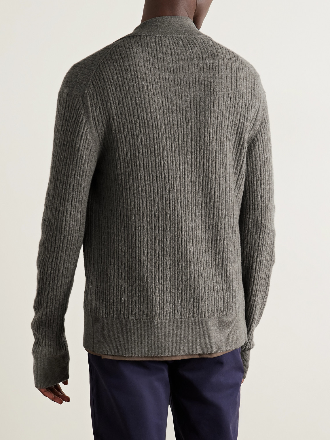 Piacenza 1733 Slim-fit Ribbed Virgin Wool Shirt In Gray