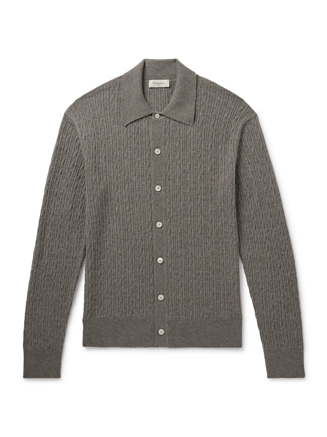 Piacenza 1733 Slim-fit Ribbed Virgin Wool Shirt In Gray