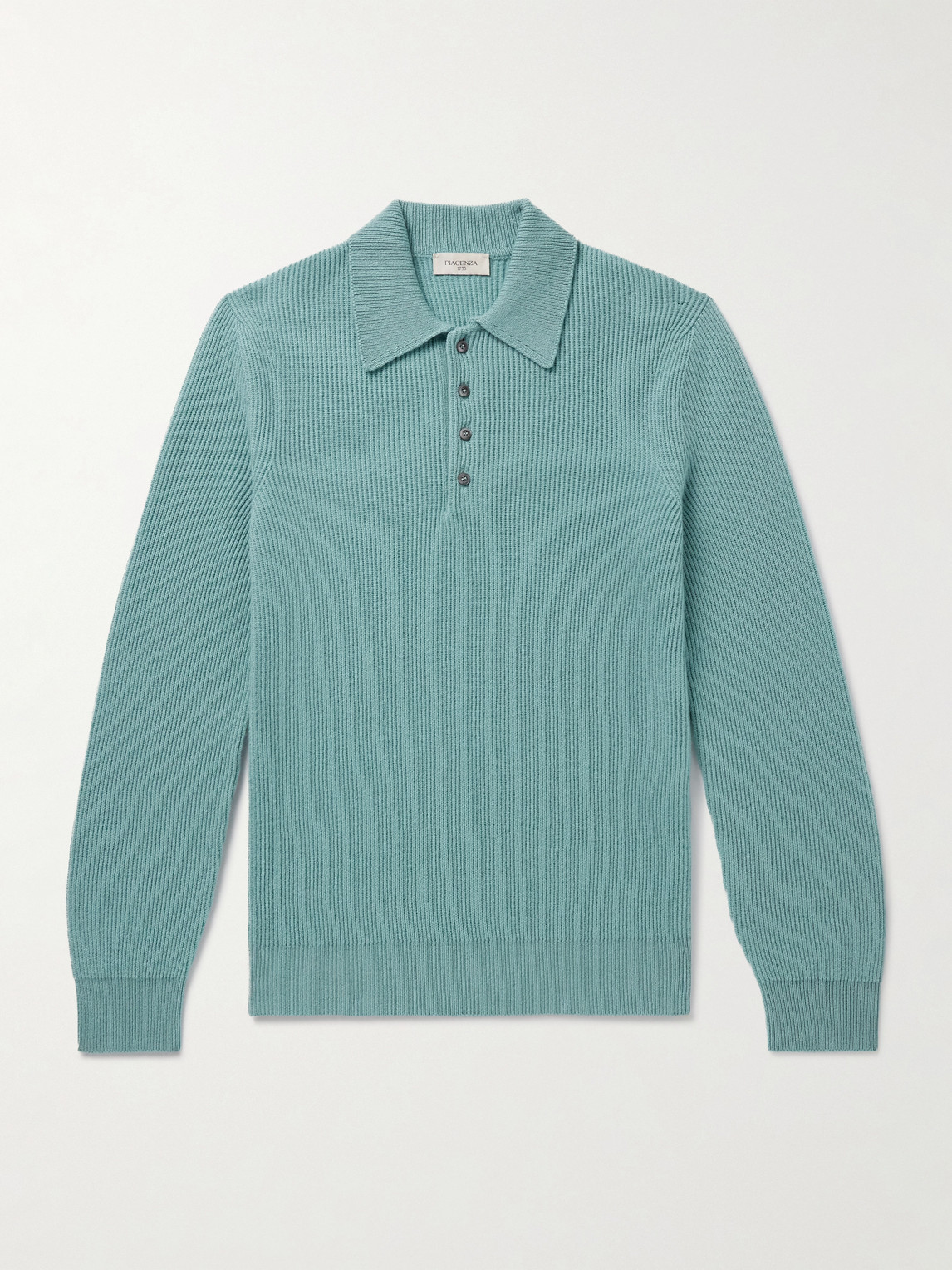 Piacenza 1733 Ribbed Cashmere Polo Shirt In Green