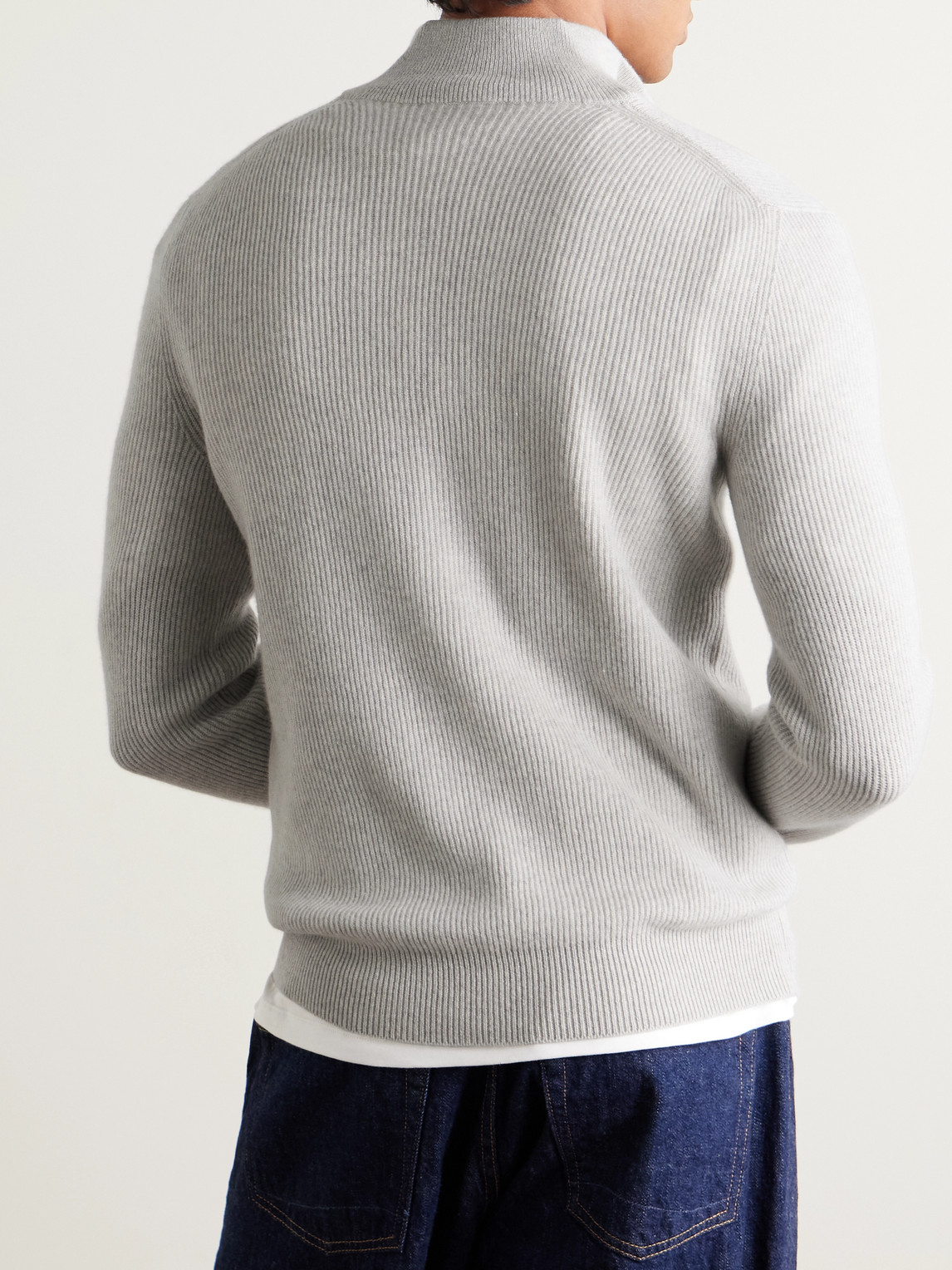  Piacenza 1733 - Ribbed Cashmere Half-zip Sweater - Men - Gray - It 56 
