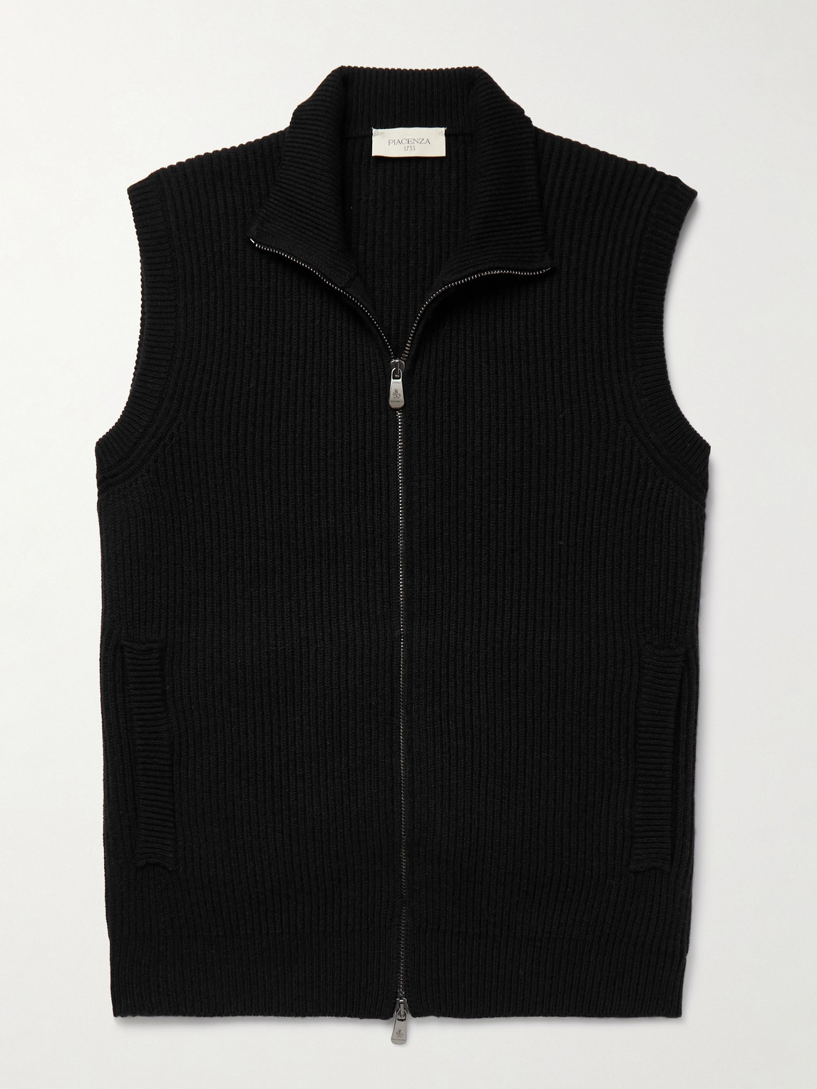 Piacenza 1733 Ribbed Cashmere Gilet In Black