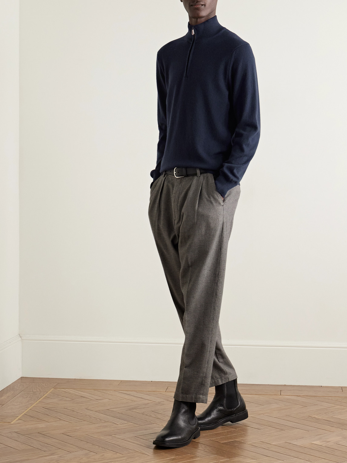 Piacenza 1733 Cashmere Half-zip Sweater In Blue
