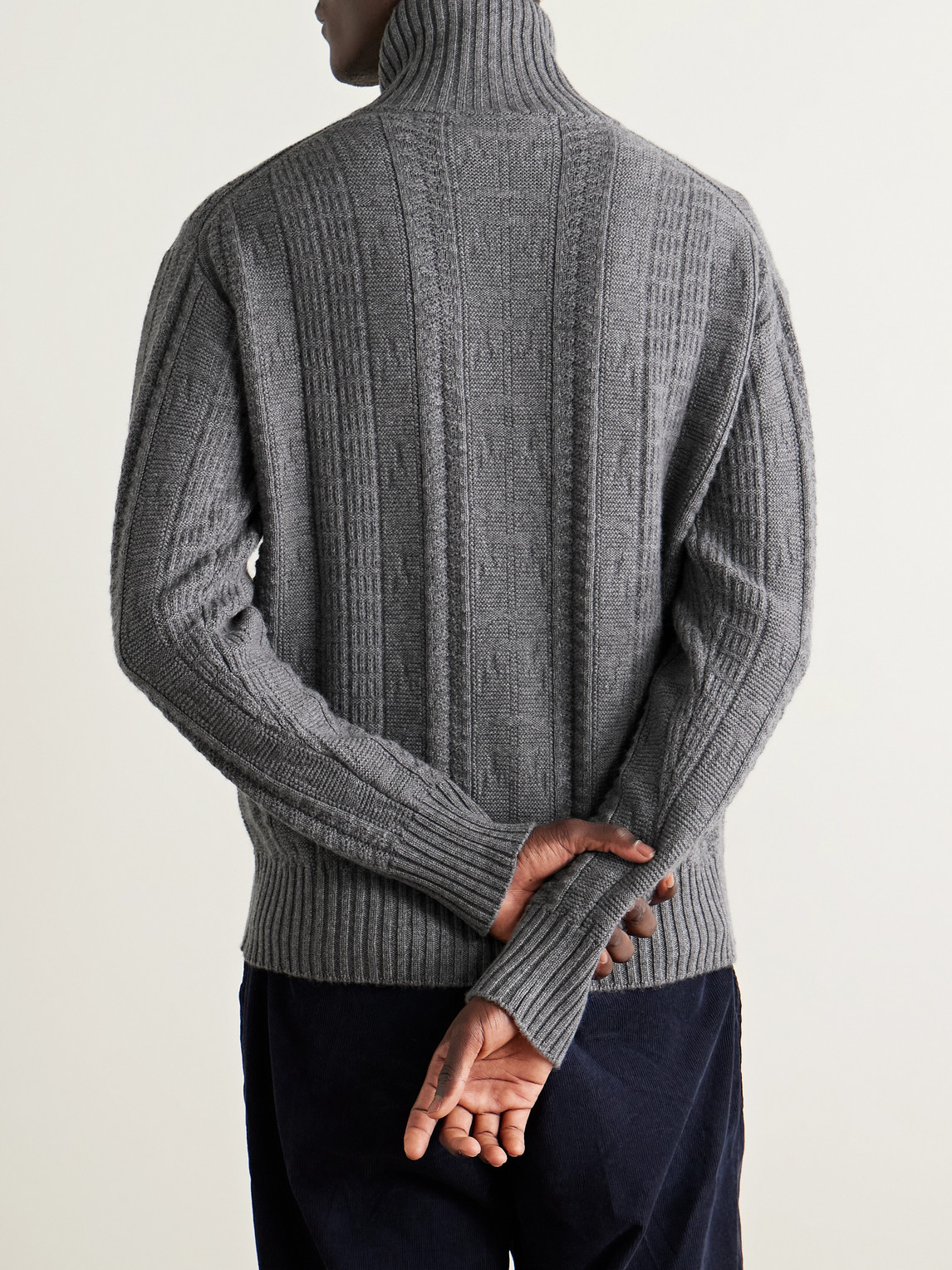 Piacenza 1733 Textured Cashmere Half-zip Sweater In Gray