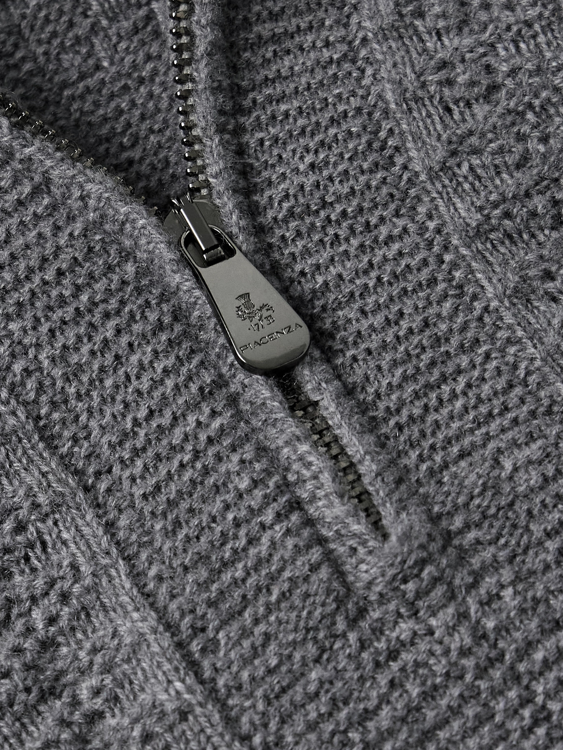 Piacenza 1733 Textured Cashmere Half-zip Sweater In Gray