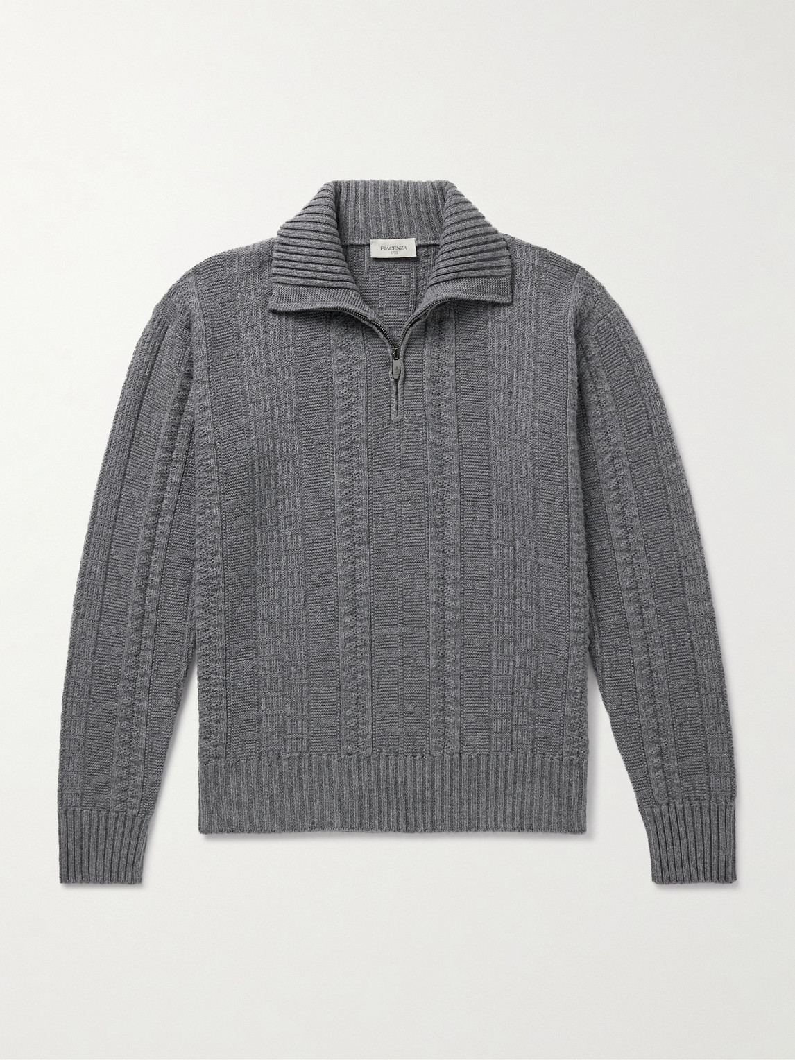Piacenza 1733 Textured Cashmere Half-zip Sweater In Gray