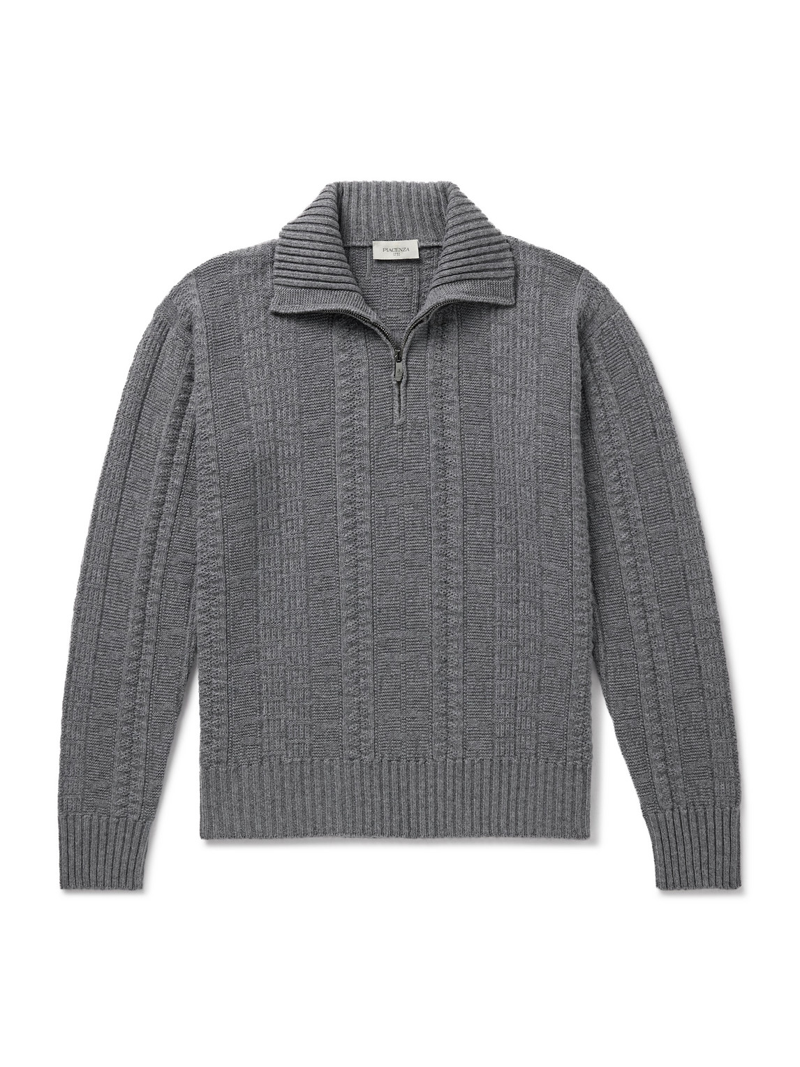 Piacenza 1733 Textured Cashmere Half-zip Sweater In Gray