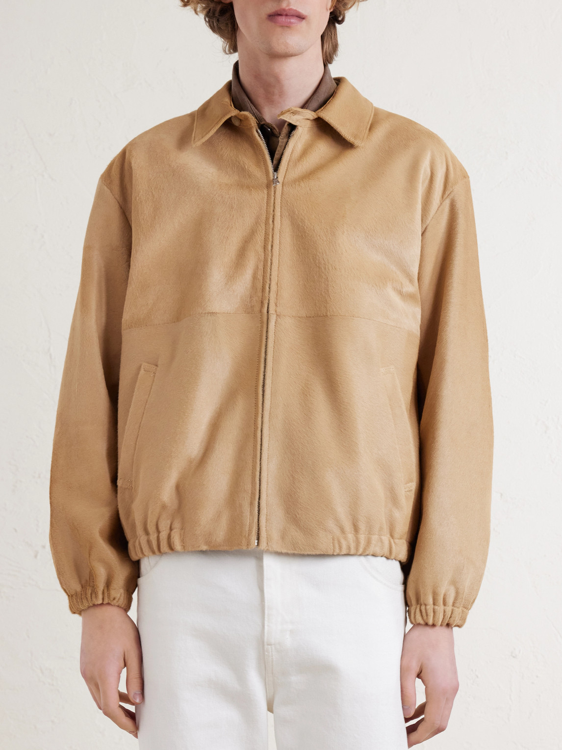  Auralee - Panelled Calf Hair Blouson Jacket - Men - Neutrals - 3 