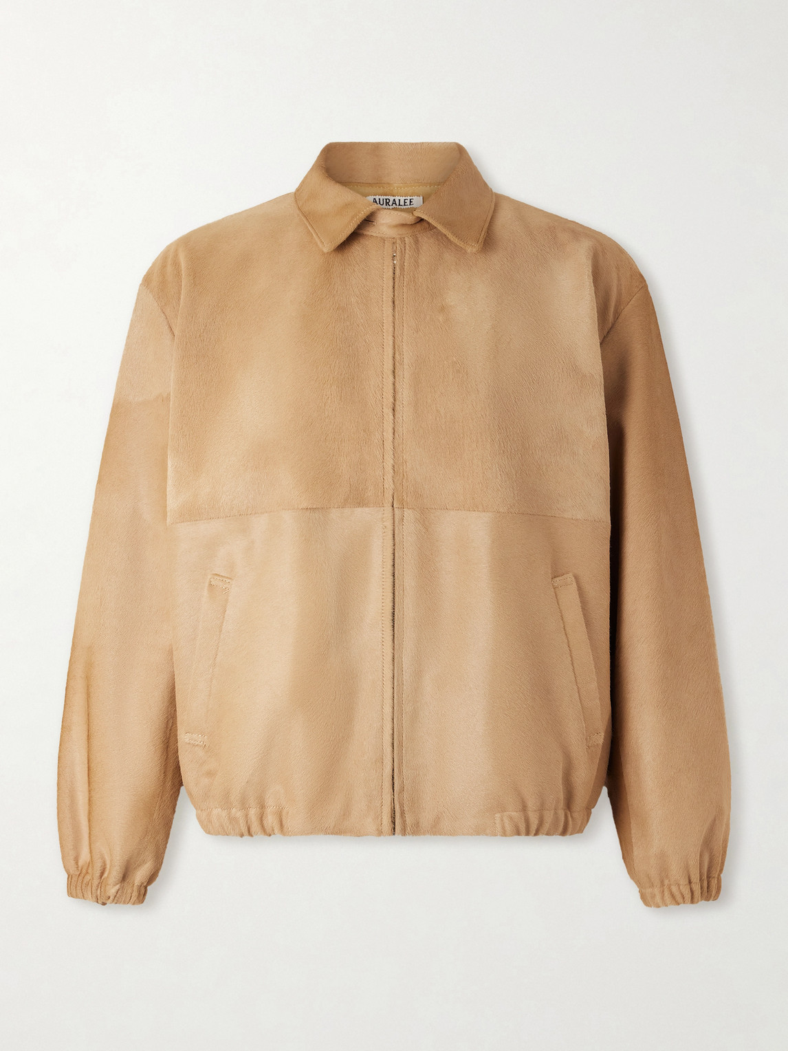 Auralee Panelled Calf Hair Blouson Jacket In Brown