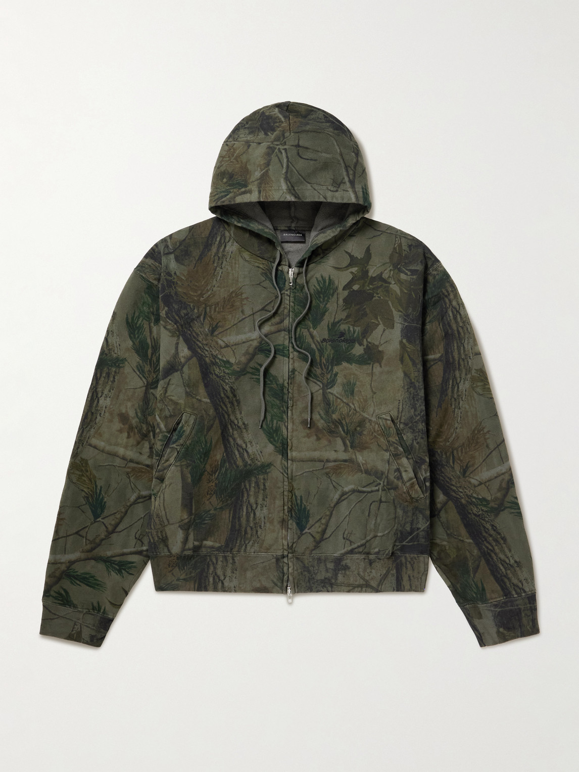 Balenciaga Balenciaga - Logo-Embroidered Printed Cotton-Jersey Hoodie - Men - Green - L aus 100% Cotton in Green