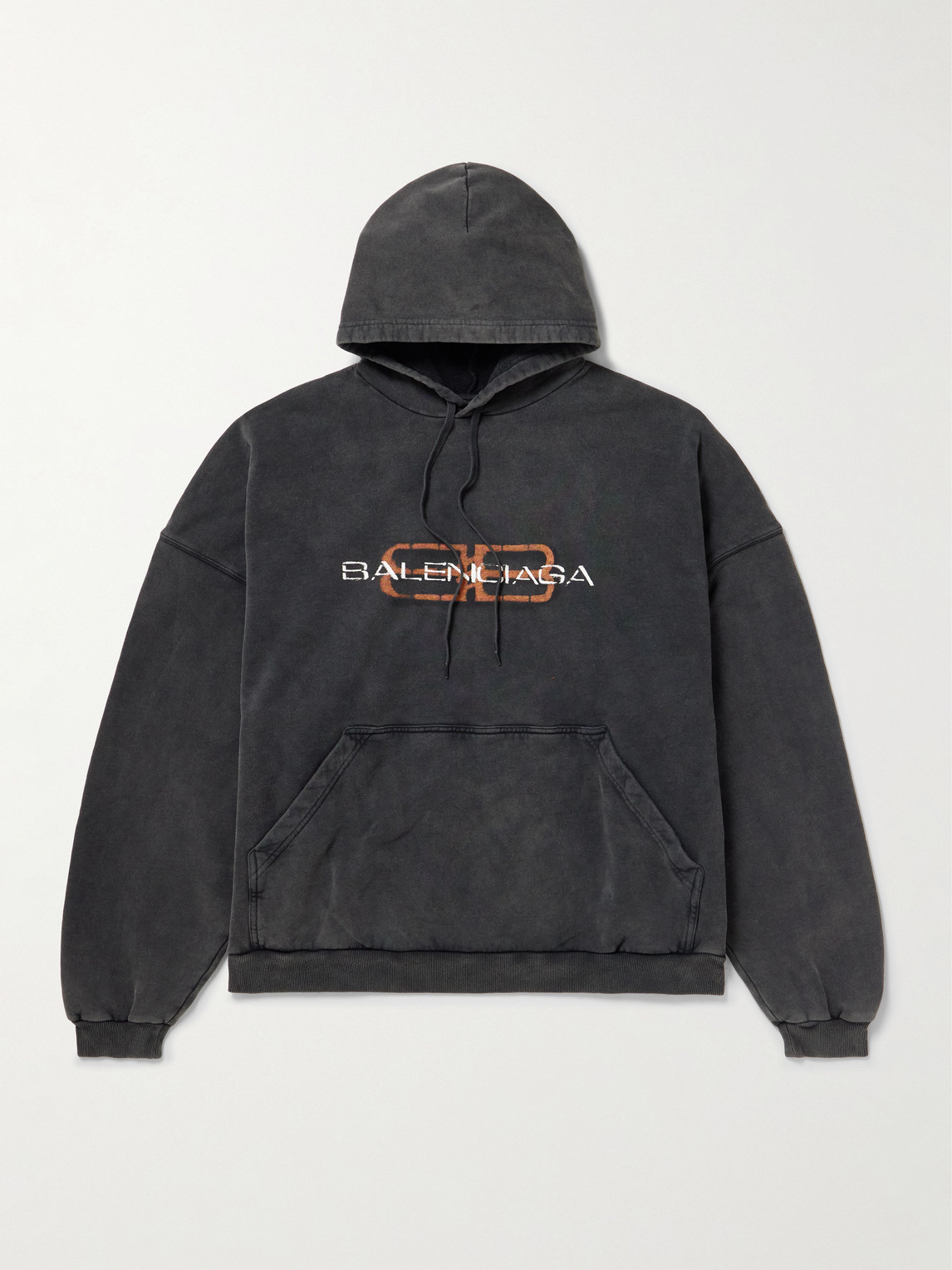 Balenciaga Balenciaga - Logo-Print Washed Cotton-Jersey Hoodie - Men - Gray - S aus 100% Cotton in Gray