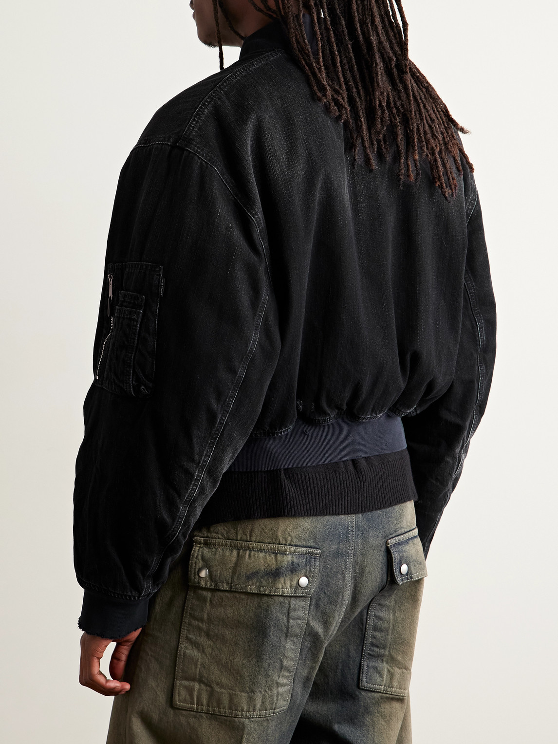  Balenciaga - Distressed Denim Bomber Jacket - Men - Black - S 