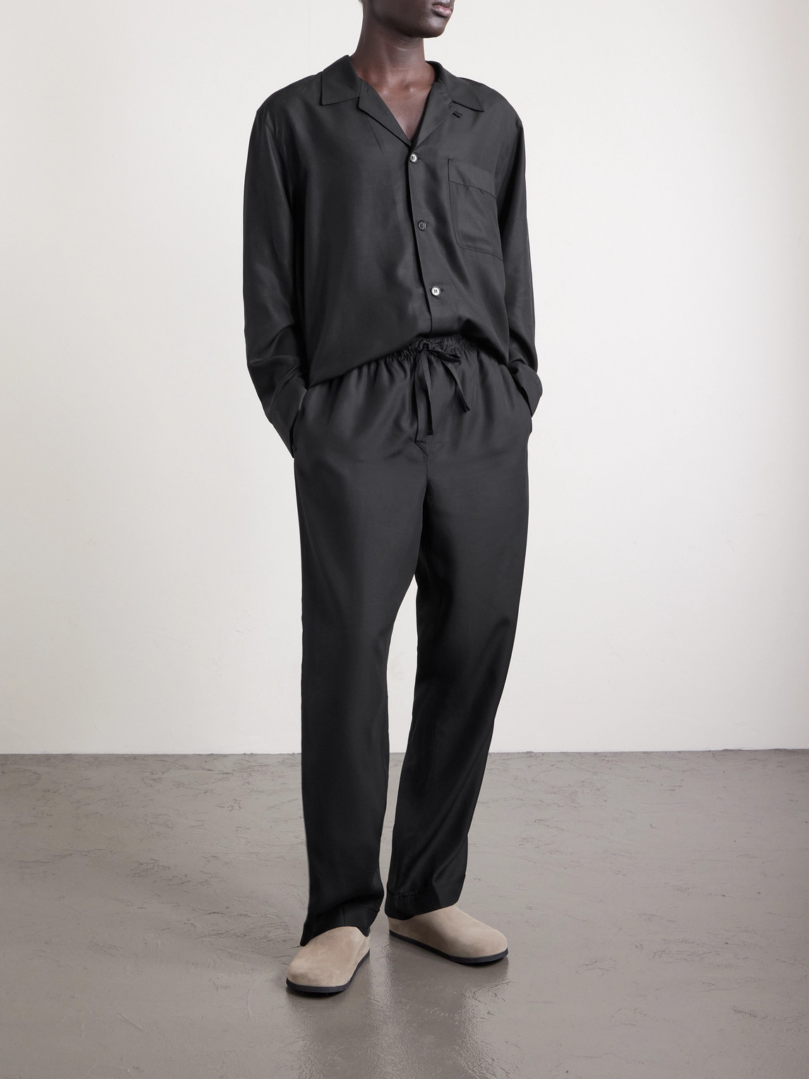 Cdlp Straight-leg Lyocell Pyjama Trousers In Black