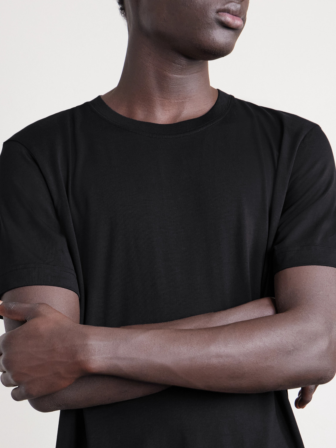 Cdlp Three-pack Lyocell And Pima Cotton-blend Jersey T-shirts In Black