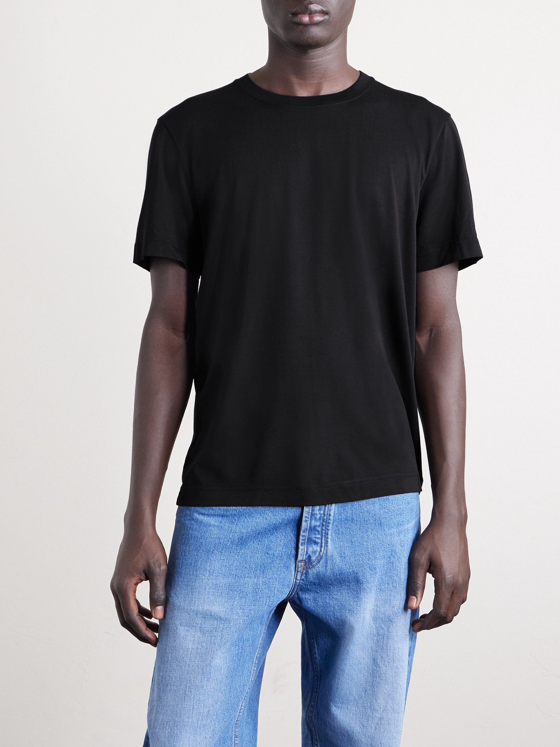 Cdlp Three-pack Lyocell And Pima Cotton-blend Jersey T-shirts In Black