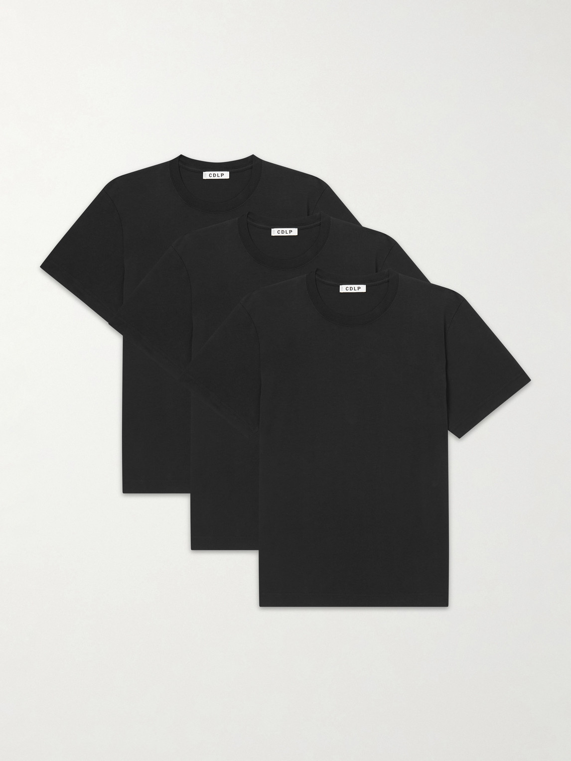Cdlp Three-pack Lyocell And Pima Cotton-blend Jersey T-shirts In Black