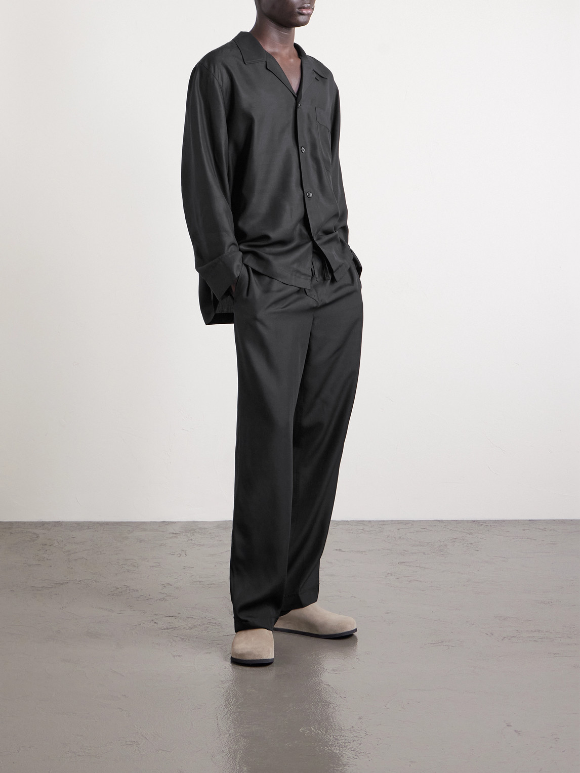 Camp-Collar Lyocell Pyjama Shirt