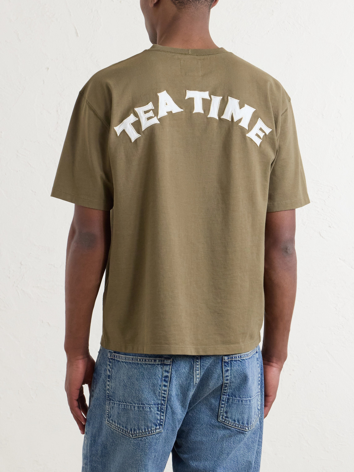 Tea Time Embroidered Cotton-Jersey T-Shirt