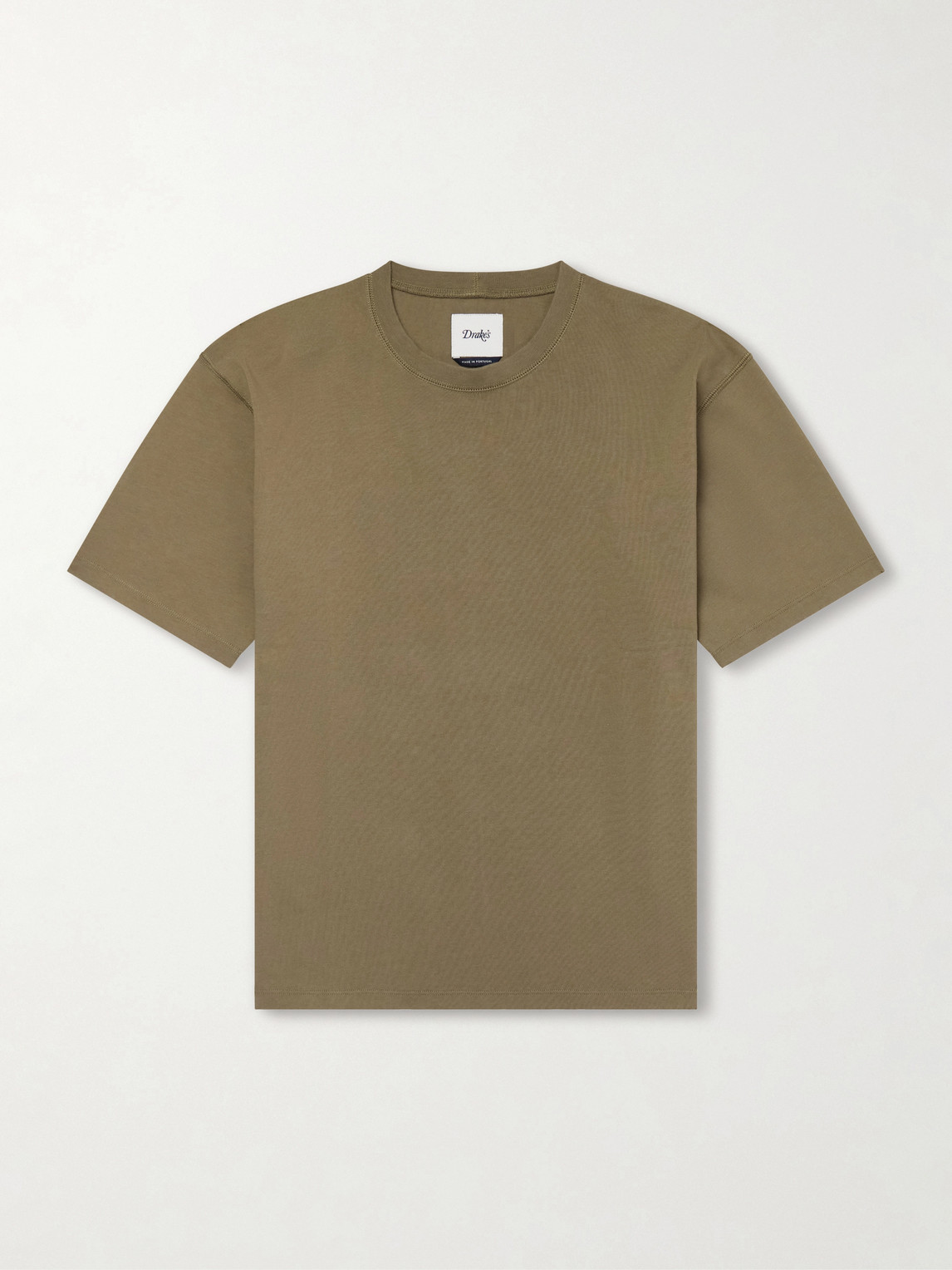 Drake's Tea Time Embroidered Cotton-jersey T-shirt In Green