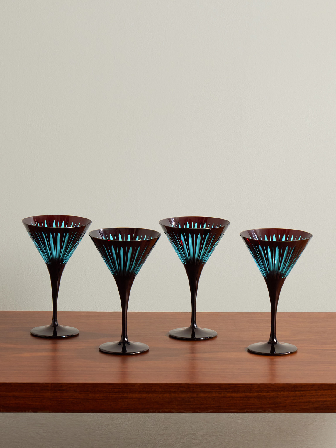 L'objet Prism Set Of Four Martini Glasses In Blue