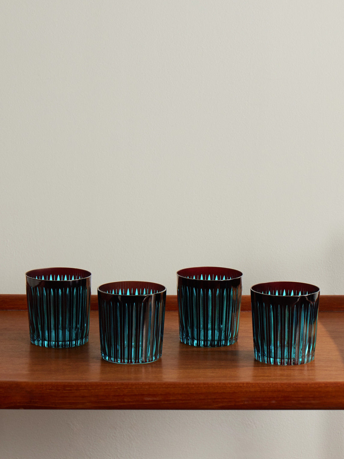 L'objet Prism Set Of Four Double Old Fashioned Glasses In Blue