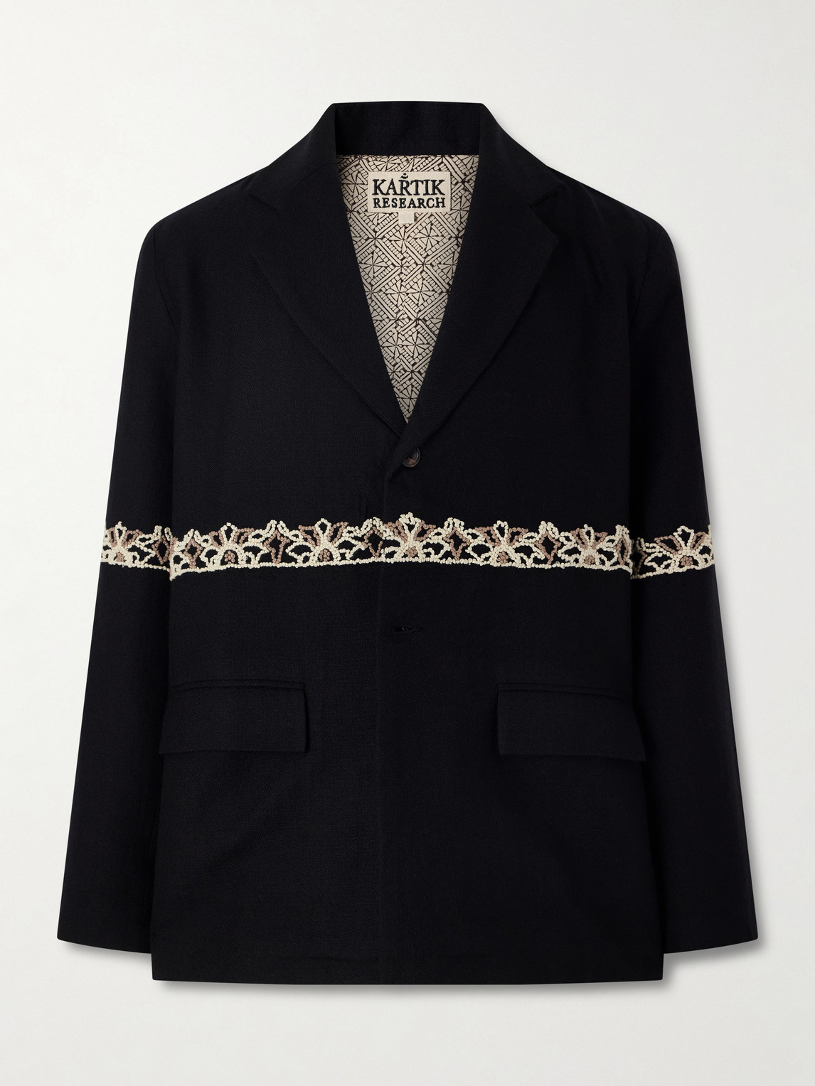 Kartik Research Embroidered Wool Blazer In Black