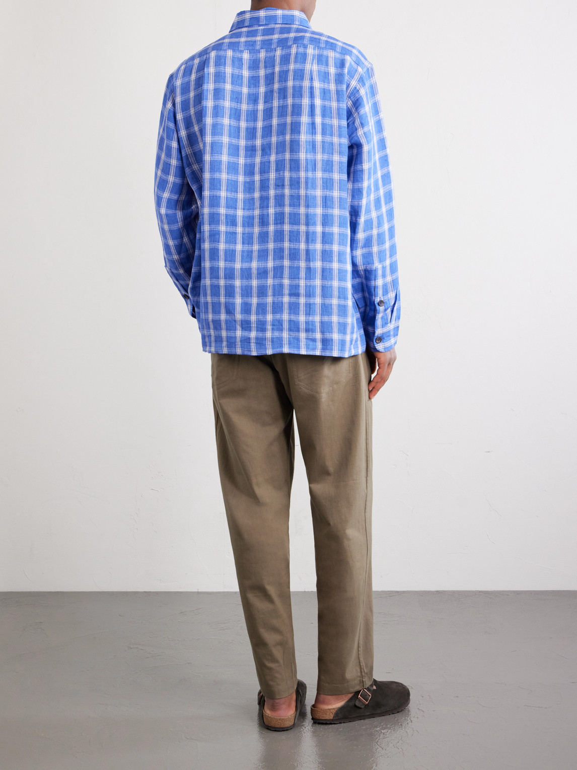  Kartik Research - Pataudi Checked Linen Shirt - Men - Blue - M 