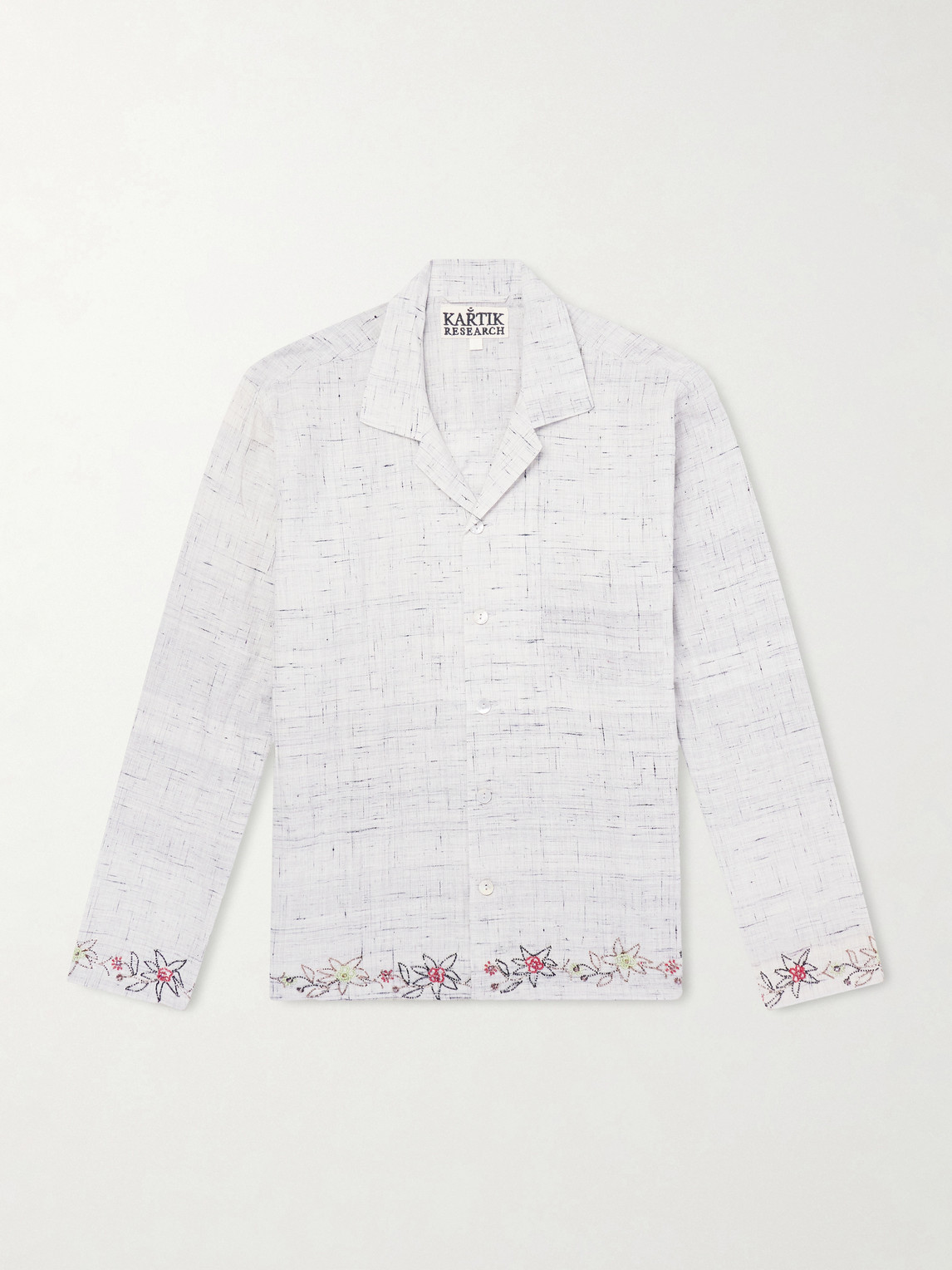 Kartik Research Camp-collar Bead-embellished Embroidered Cotton-voile Shirt In White