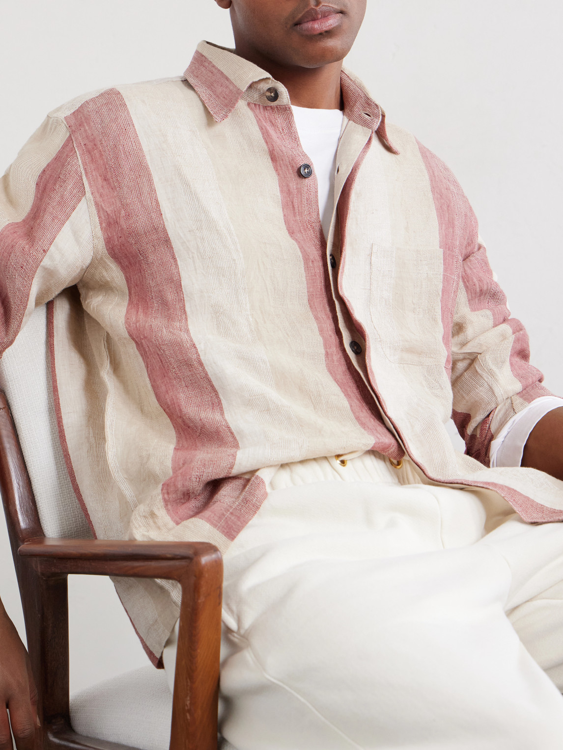 Striped Linen-Gauze Shirt