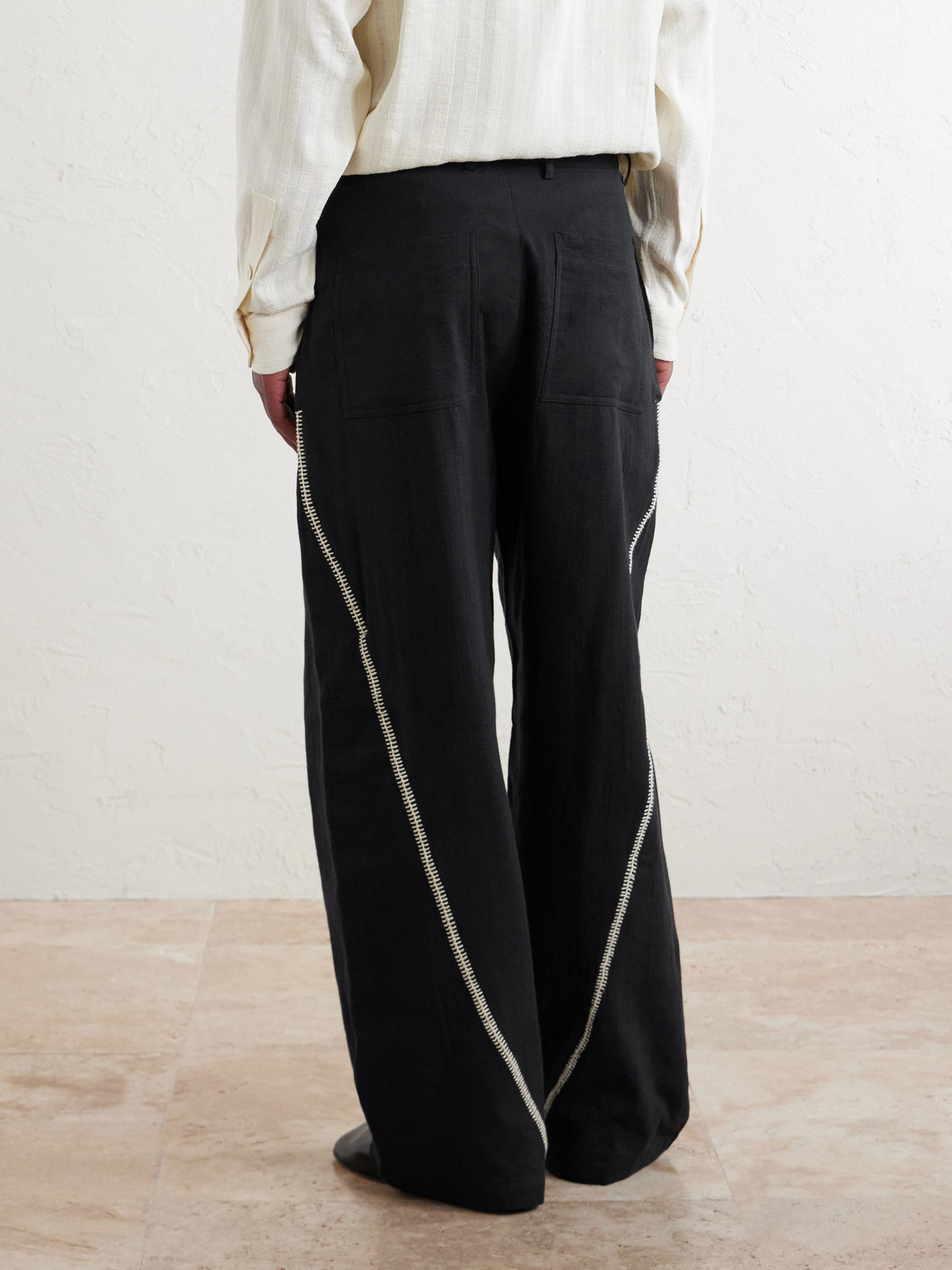 Rabari Sultan Straight-Leg Embroidered Cotton Trousers