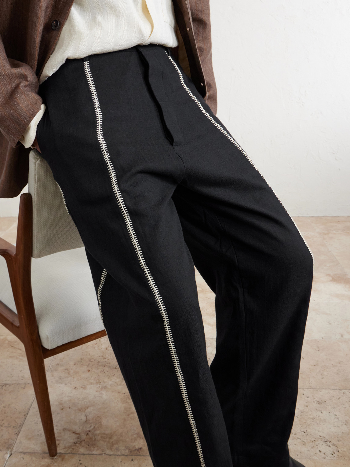 Rabari Sultan Straight-Leg Embroidered Cotton Trousers