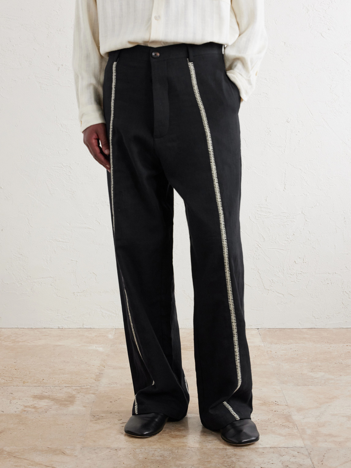 Rabari Sultan Straight-Leg Embroidered Cotton Trousers