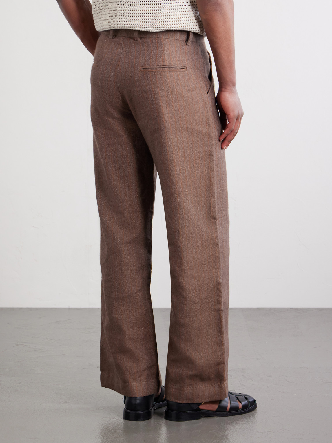 Straight-Leg Striped Linen Trousers