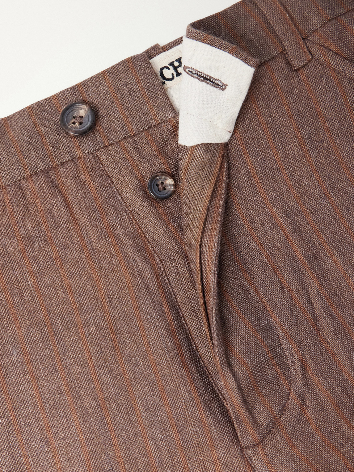 Straight-Leg Striped Linen Trousers