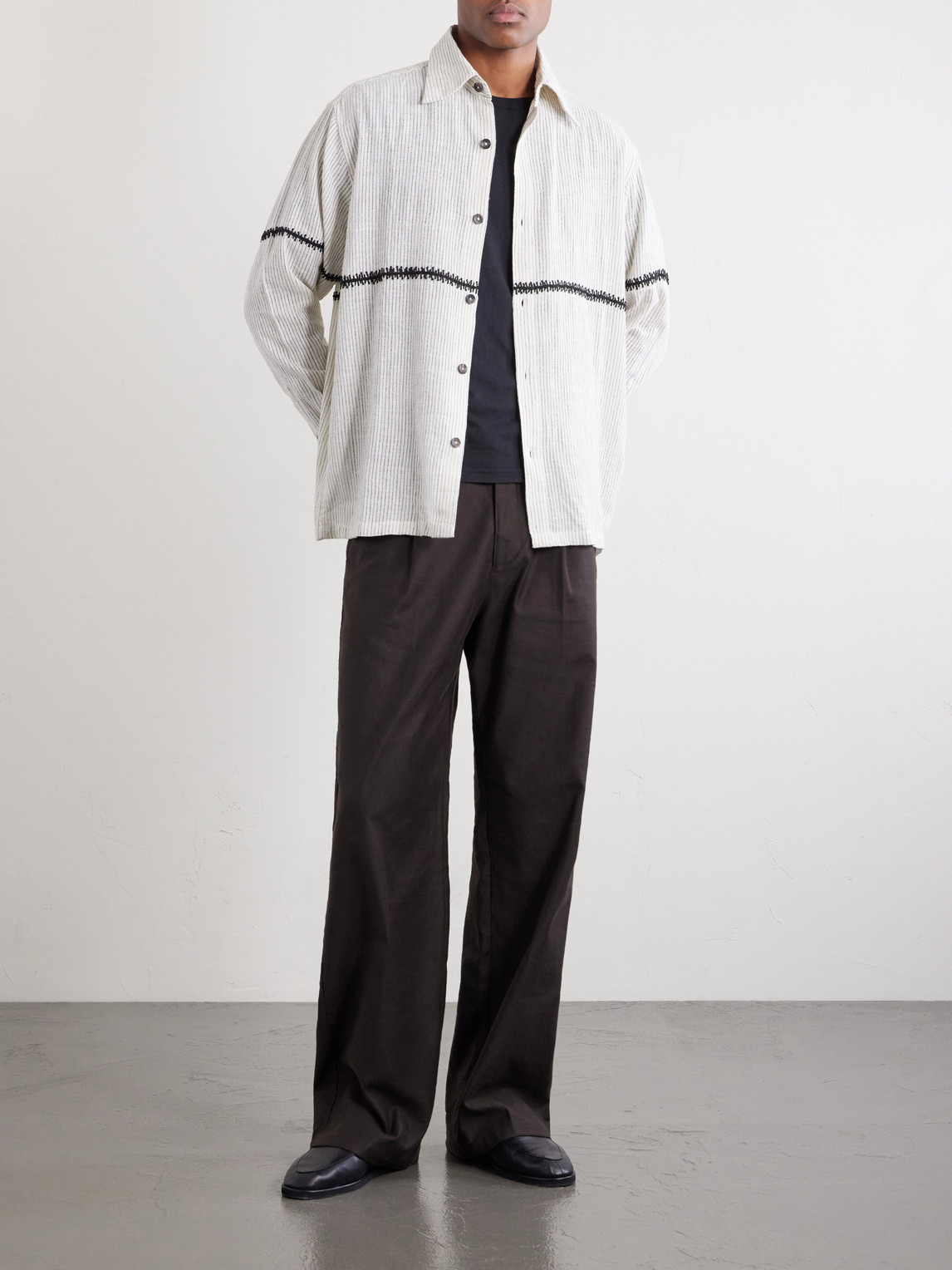 Rabari Embroidered Pinstriped Shirt