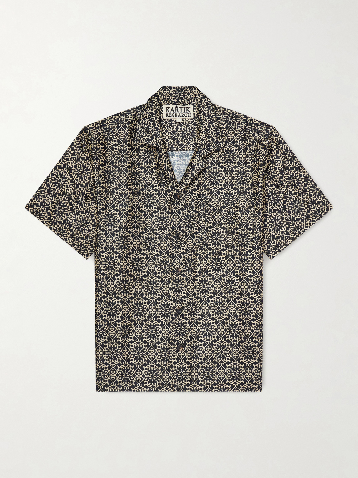 Kartik Research Camp-Collar Printed Silk Shirt - Men