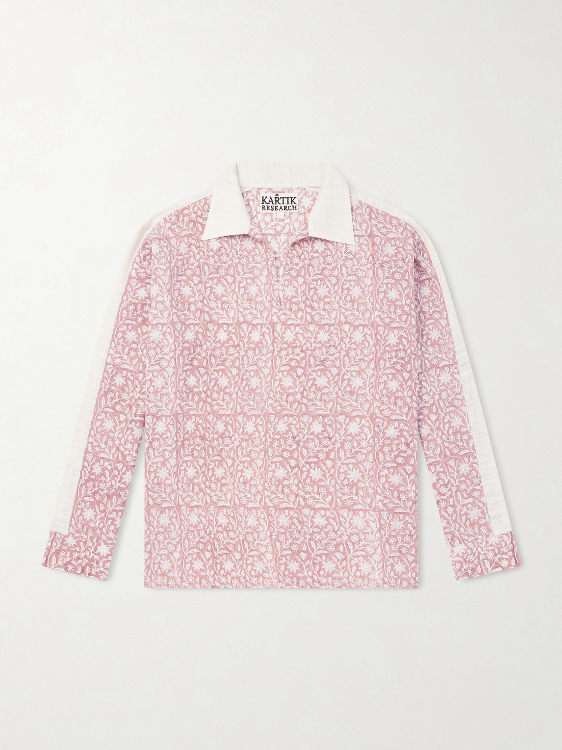 Kartik Research Bhutia Floral-print Cotton And Silk-blend Shirt In Pink