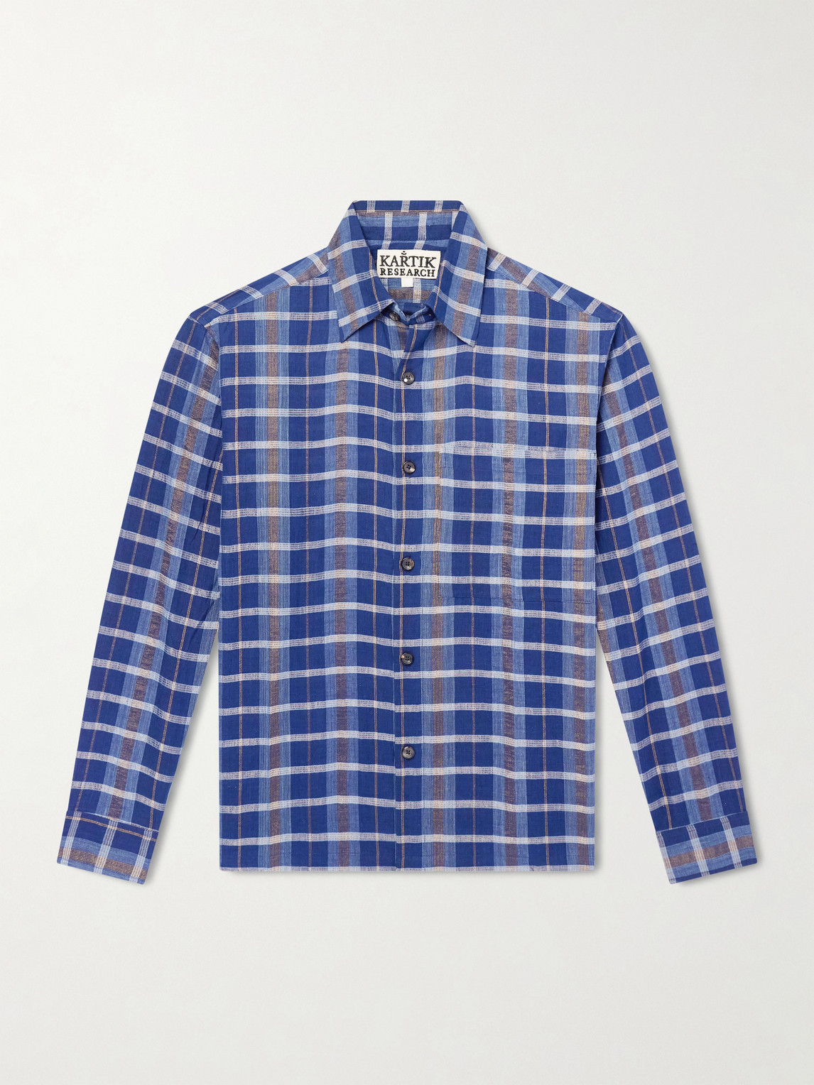 Kartik Research Patadui Checked Cotton Shirt In Blue