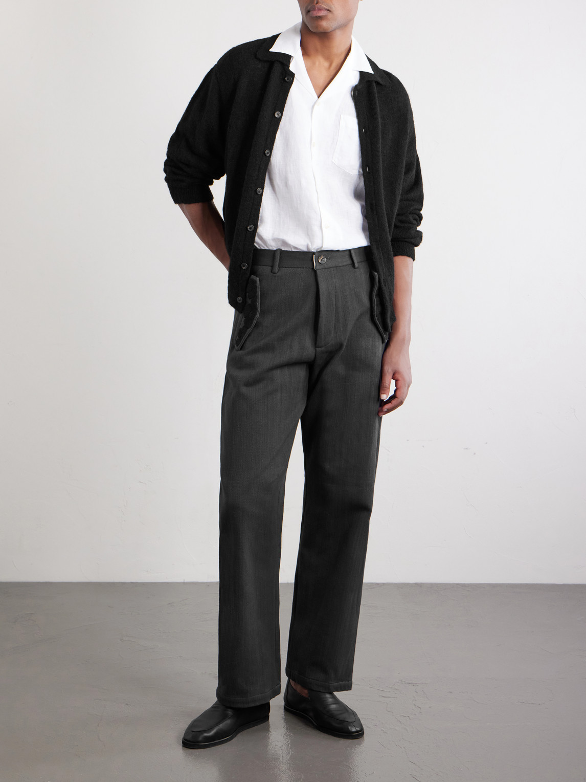 Straight-Leg Embroidered Cotton-Twill Trousers