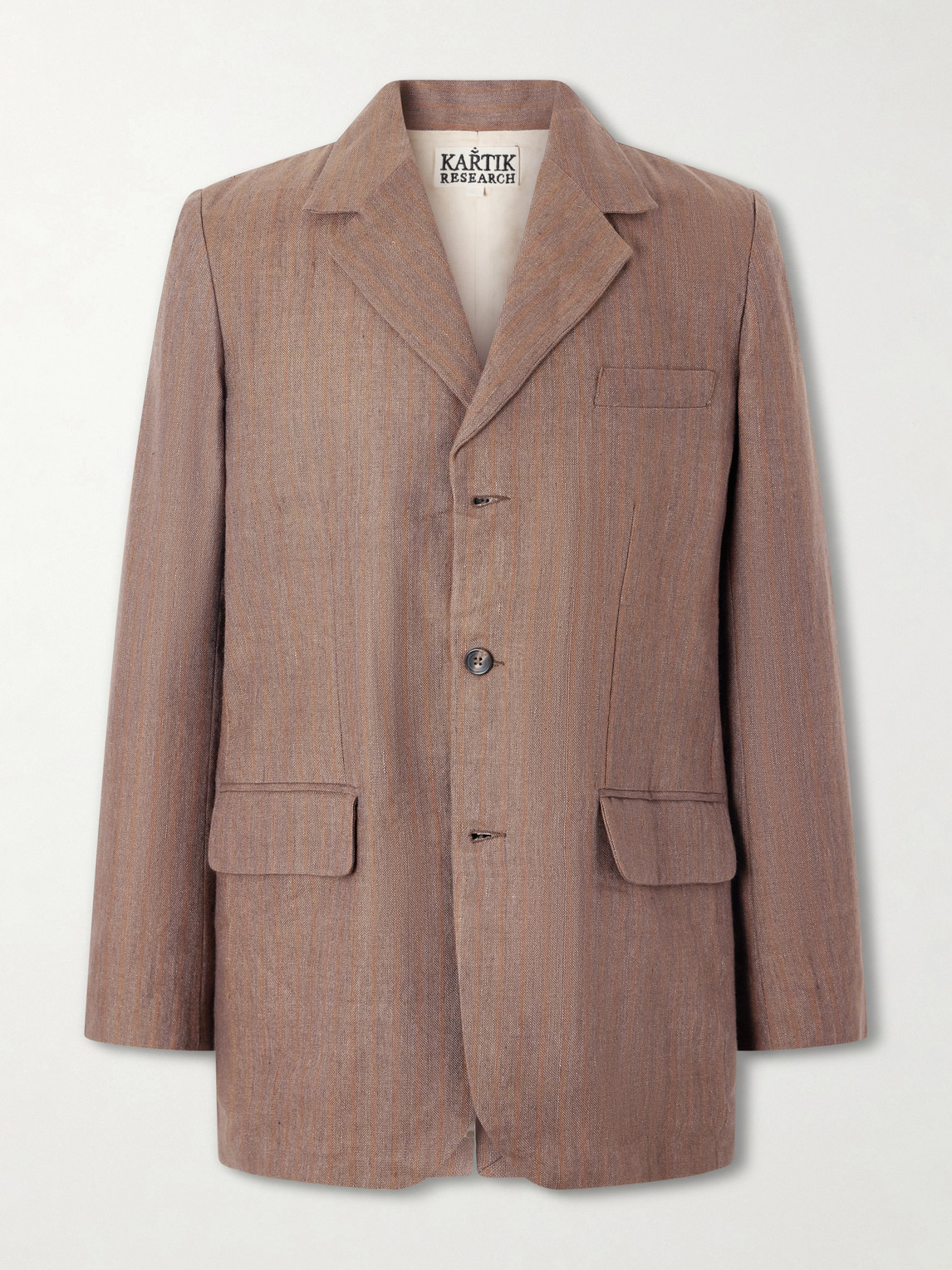 Kartik Research Linen And Wool-blend Suit Jacket In Brown