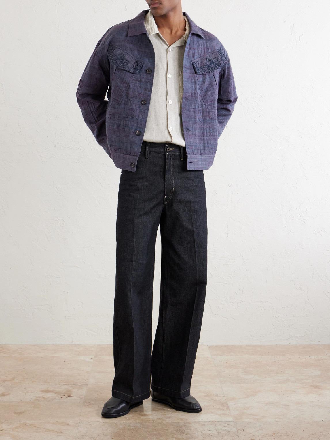 Crochet-Knit Trimmed Ramie And Cotton-Blend Shirt