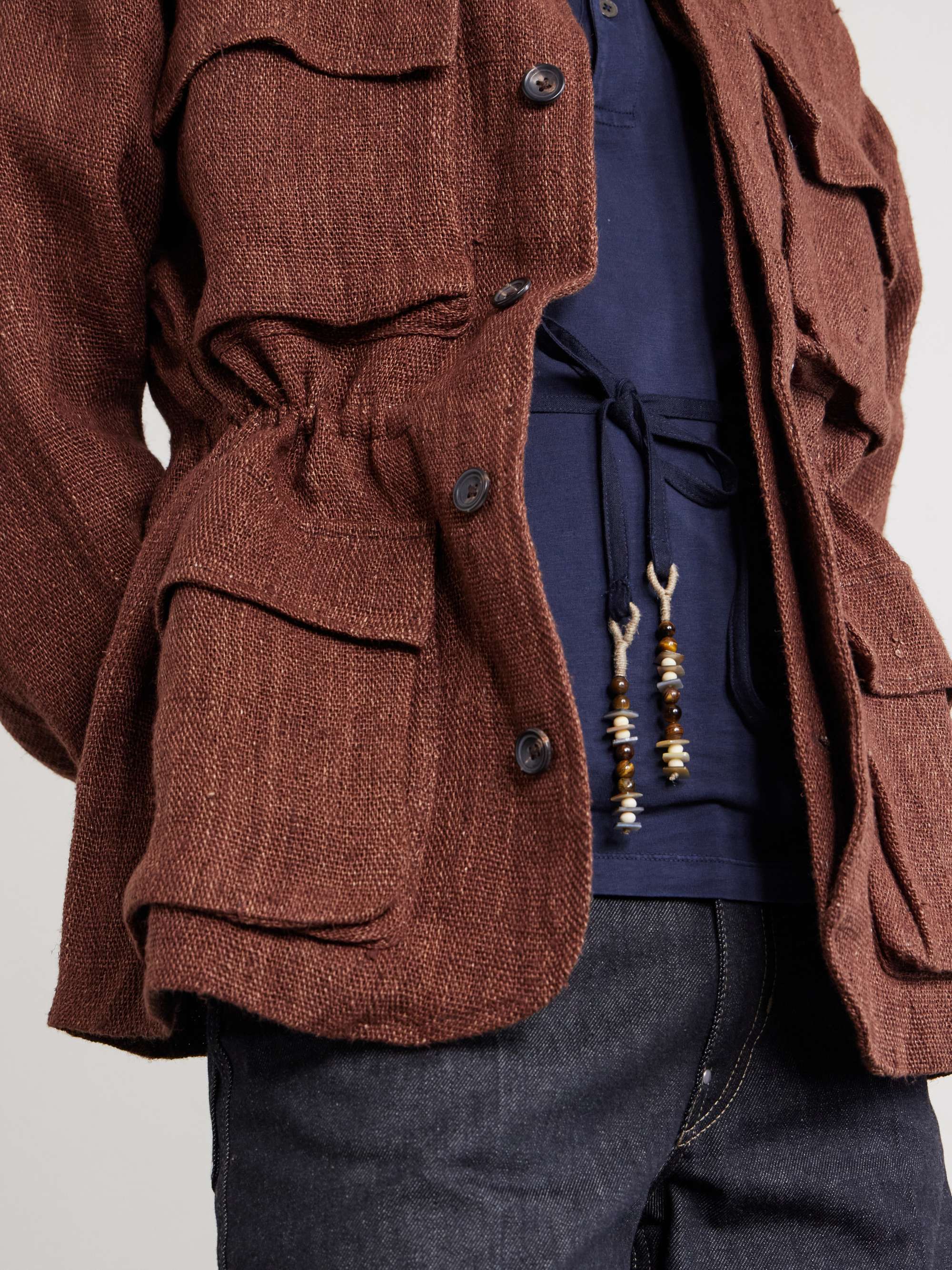 KARTIK RESEARCH Ranthambore Embellished Linen Jacket for Men | MR