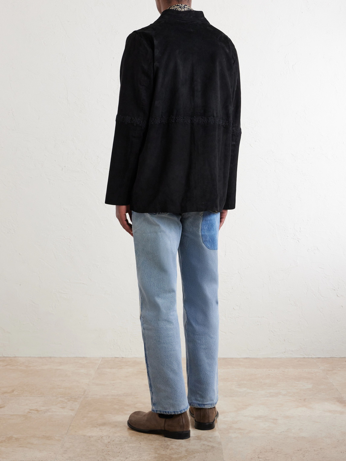 Embroidered Suede Blazer