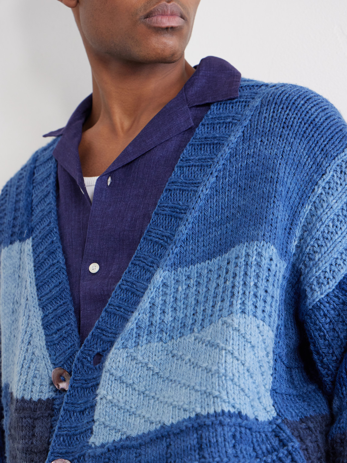 Patchwork Cable-Knit Cardigan