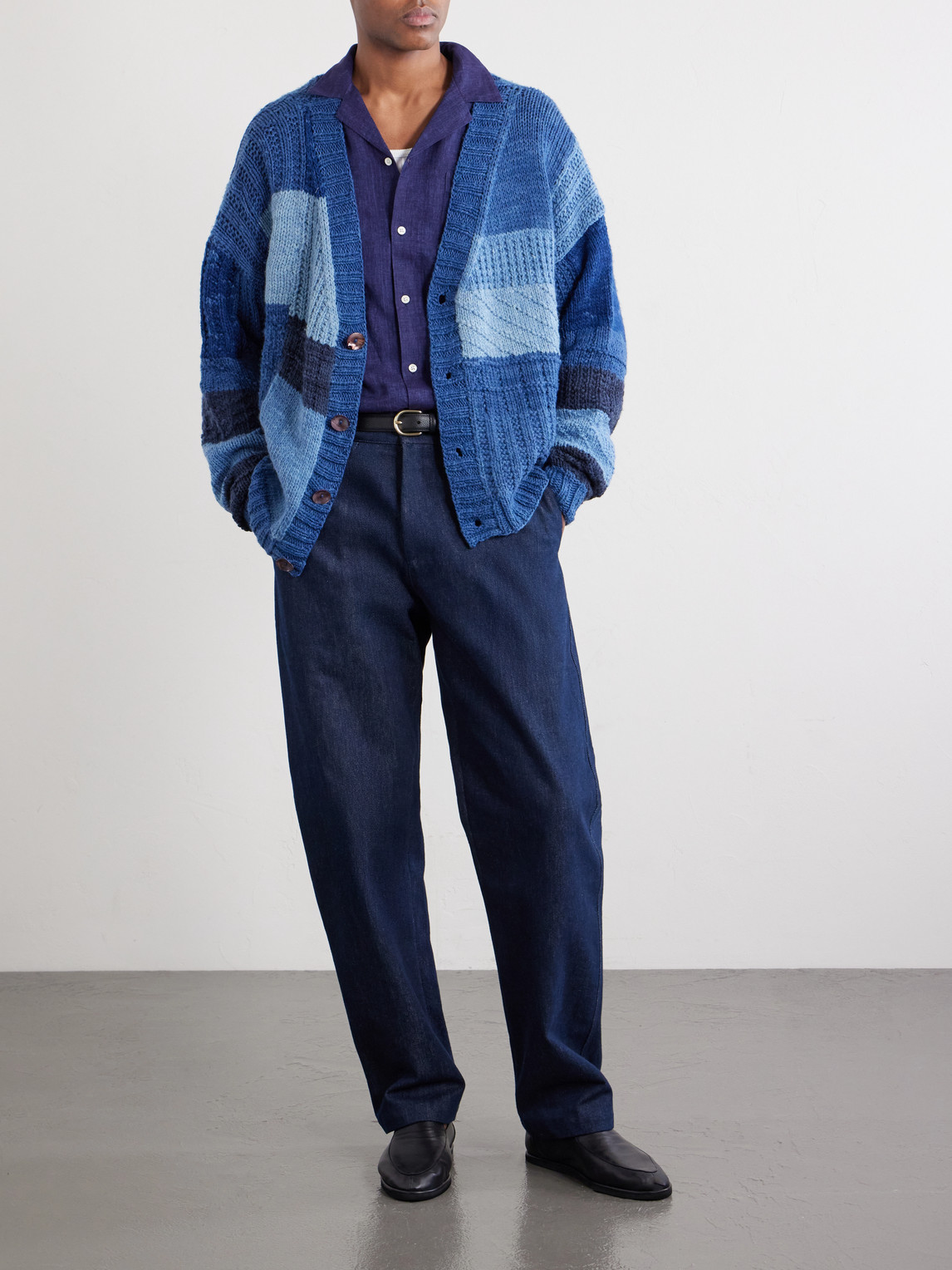 Patchwork Cable-Knit Cardigan
