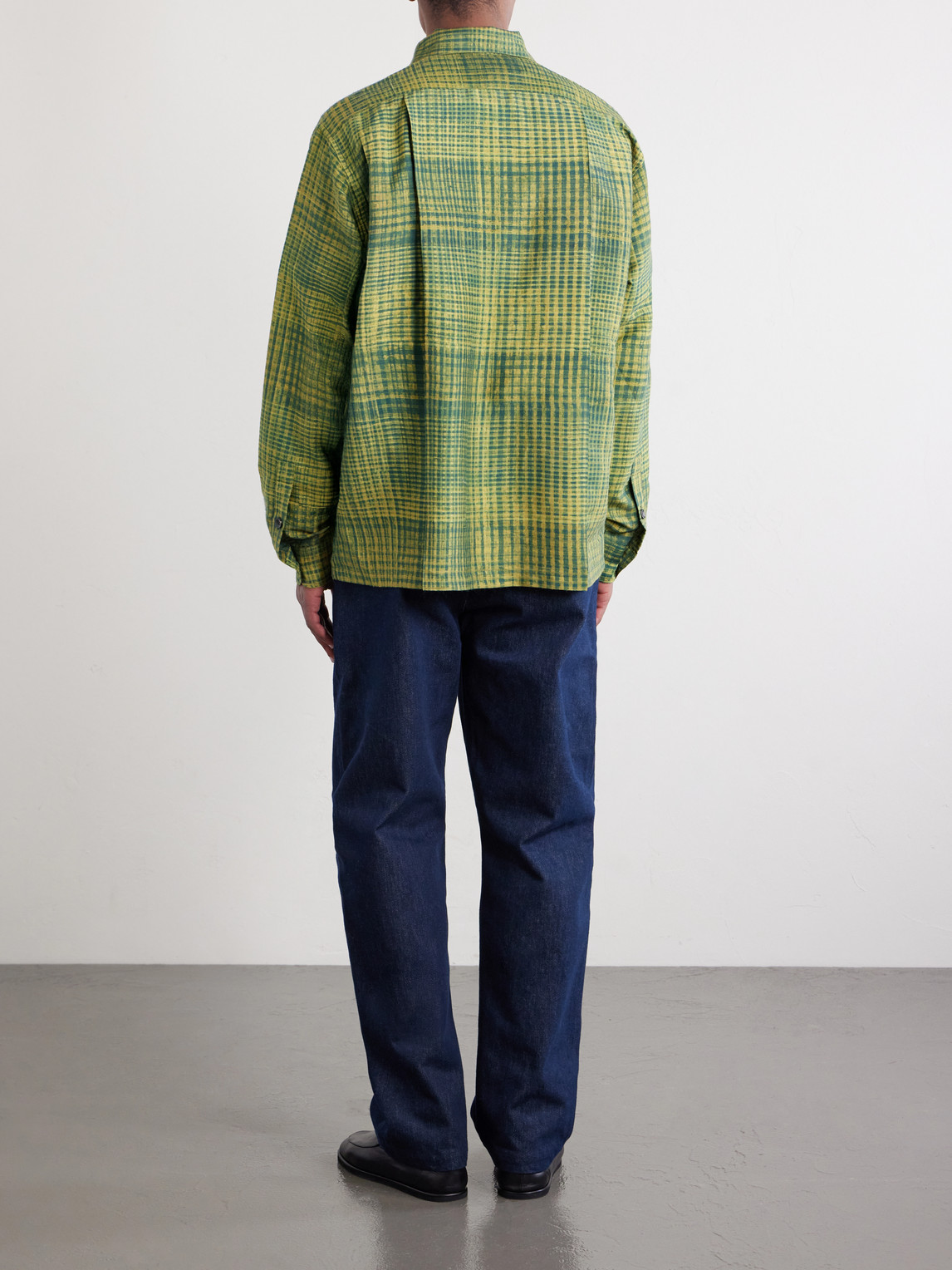  Kartik Research - Pataudi Checked Silk Shirt - Men - Green - S 